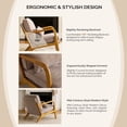 thumbnail image 4 of UBesGoo Modern Accent Chair, Chenille Fabric Armchair with Pillow and Solid Wood, Upholstered Comfy Reading Lounge Chair for Living Room, Light Khaki, 4 of 10