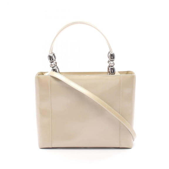 Pre-Owned Christian Dior Maris Pearl Handbag, Patent Leather, Women's, Beige
