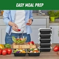 thumbnail image 5 of 50 Pack (100-Piece) 24 oz Meal Prep Containers Reusable with Lids, Sturdy Leakproof & Food Safe, Microwave, Freezer, Dishwasher Safe Prep Containers, To Go Take Out Plastic Food Storage, 5 of 6