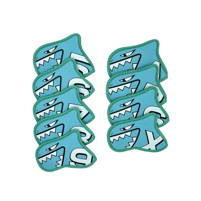 9x Golf Iron Covers Set Protector Golf Clubs Case Protective Protection Guards Golf Club Headcovers with Number Tags for Player Clubs Display Light Blue