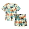 thumbnail image 1 of Zpanxa Ensembles d'Été pour Filles Mode Garçons Décontracté Manches Courtes Col Rond Col Bouton Imprimé Ensembles de Shorts 4 Ans, 1 of 3