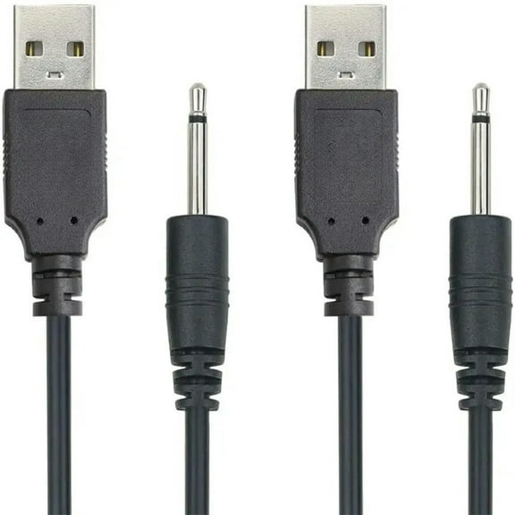 2PCS /LOT USB to AUDIO DC 2.5mm Charging Cable, Cord Rechargeable Wand (Black)