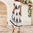 thumbnail image 5 of WTOBBY Women's Summer Casual Flowy Short Sleeve Bohemian Floral Print Maxi Dress for Beach Vacation Formal Evening Party Guest Wedding Long Dress with Lightweight Chiffon Fabric,Beige L, 5 of 5