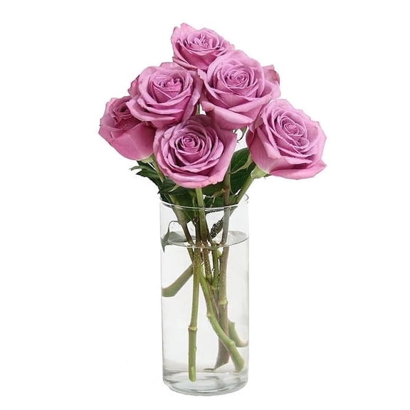 KaBloom : 6 Purple Roses with Vase, Next-Day Delivery, Gift for Every Occasion.