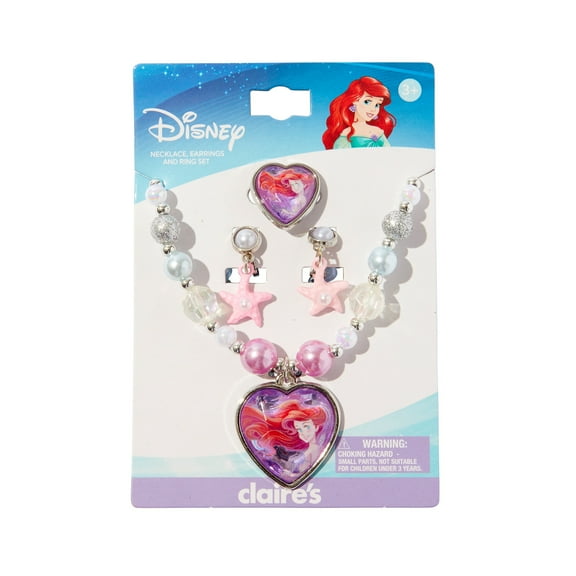 Claire's Girls Disney Little Mermaid Pastel Mixed Piece Jewelry Set, 3-Pack, Children's