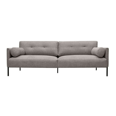 Modern Gray Sofa 84 Inch Fabric Couch with Metal Legs Living Room Seating