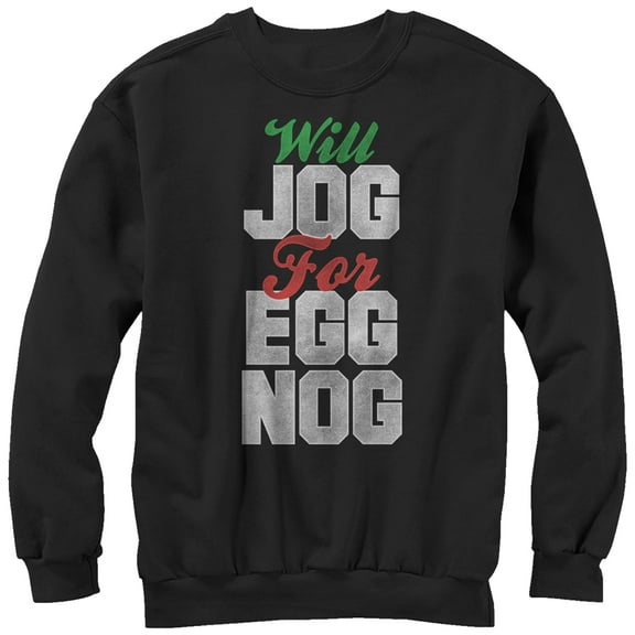 Women's CHIN UP Christmas Jog for Egg Nog  Sweatshirt Black X Large