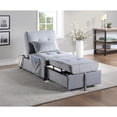 thumbnail image 3 of Newboti Furniture Modern Lift Top Storage Bench with Pull-out Bed 1pc Gray Velvet Tufted Solid Wood Furniture Convertible Chair 08013, 3 of 12