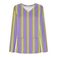 thumbnail image 5 of Cavosen Scrub Tops for Women Long Sleeve Purple V Neck Scrub Shirts Stretchy Soft Xmas Striped Wrap Underscrub with Pocket Lightweight Workwear Wicking Scrub Tops Tee Tunic L, 5 of 5
