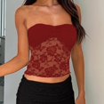 thumbnail image 4 of vigerkar Women Lace Sheer Tube Top Summer Strapless Y2k Bandeau Going Out Cropped Sleeveless Tshirts Basic Vest 2025 Red, L, 4 of 4