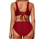 thumbnail image 2 of Gibobby Trajes de Baño Mujer Bikini de cintura alta para mujer, bañador Sexy de realce de dos piezas, traje de baño Vintage de dos piezas, conjunto de Bi(Vino,M), 2 of 4