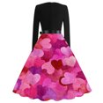 thumbnail image 3 of Fgvctg Valentine's Day a Line Dresses for Women Romantic Crewneck Vintage Cocktail Dress Cute Heart Print Trendy 1950s Tea Dress Long Sleeve Oversized Dressy Outfit Watermelon Red L, 3 of 4