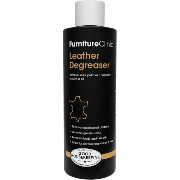 Furniture Clinic Leather Degreaser | Professional Oil & Grease Stain Remover | Use on Furniture, Car Seats, Shoes, Couches, Sofas, & Chairs | Leather Care Cleaning Solution | 8.5oz/250ml