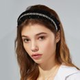 thumbnail image 2 of Unique Bargains 1 Pc Hairband Velour Rhinestone Hair Accessories for Women Black, 2 of 5