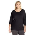 thumbnail image 1 of Just My Size Womens Plus Size Long Sleeve Tee, Ebony, 4X, 1 of 2