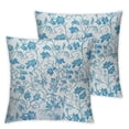thumbnail image 2 of Nawypu  Floral Throw Pillow Cushion Cover, Flower Orchids Bohemian Style Vintage Petals Vines Pattern French Country Style, Decorative Square Accent Pillow Case,2pcs White Blue, 2 of 6
