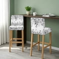 thumbnail image 2 of Gray Eucalyptus Bar Stool Cover Set of 2, Spring Summer Farmhouse Leaves Watercolor Stretch Bar Chair Cover, Removable Washable Pub Counter Stool Chair Slipcover for Kitchen Dining Room Pub Cafe, 2 of 9