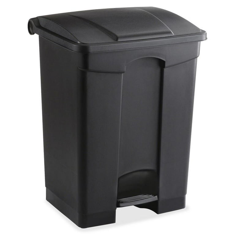 Large Capacity Plastic Step-On Receptacle, 17 gal, Plastic, Black Large Capacity Plastic Step-On Receptacle, 17 gal, Plastic, Black