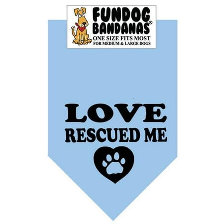 Fun Dog Bandana - Love Me Sauvée (encre noire) - Taille unique pour Med à Lg Chiens, écharpe animal bleu clair