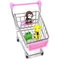 thumbnail image 5 of Mini carrito de compras Carrito de supermercado Carrito de compras Modo de carrito de utilidad Almacenamiento Juguete Accesorio de escritorio y decoración (Acero inoxidable rosa), 5 of 5