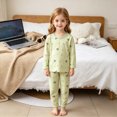 thumbnail image 2 of CAUYDY Kids Girl Sleepwear Pajamas for Child 5-7T 8-10Y Long Sleeved Top Elastic Pants 2 Piece Cute Set Girls Fall Winter Clothes Sizes 5-6 Years,Green, 2 of 7