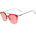 thumbnail image 3 of sunglassLA Unisex Modern Fashion Minimalist Wire Temple Rimless Color Mirror Lens Pantos Metal Sunglasses (Black / Red Mirror) - 58mm, 3 of 4