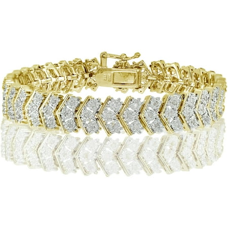 Illusion Tennis Bracelet - 1.00 Carat T.W. Diamond Gold-Tone Miracle-Set Chevron Tennis Bracelet