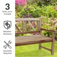 thumbnail image 3 of Sunnydaze 2-Person Teak Outdoor Patio Garden Bench with Cross-Back, 3 of 10