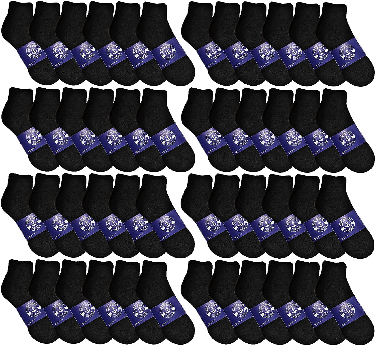 Mens Quarter Ankle Socks, Cotton, Cheap Value Ankle Sock, Donation Homeless, Lightweight Bulk (12 Pairs Mens Black)