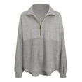 thumbnail image 4 of GEWSEY Womens Sweatshirt Casual Waffle Knit Tops Half Zip Pullover Long Sleeve Shirts Quarter Zip Sweatshirts Trendy Fall Clothes 2025 (Grey, L), 4 of 4