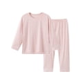 thumbnail image 5 of xaoyunyn Girls 2 Piece Basic Homewear Outfits Casual Solid Color Round Neck Long Sleeve Top and Pant Set 7-15 Years, 5 of 6