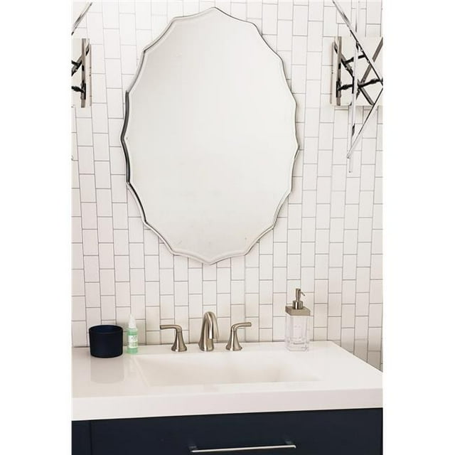Decor Wonderland SSM1058OV 31 x 23 Pouces Miroir Mural Sans Cadre avec Bord Gravé avec Deux Supports de Montage