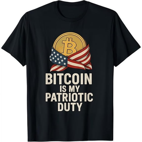 Patriotic Crypto Shirt: Bitcoin & Ethereum on US Flag - Soft 100% Cotton Unisex T-Shirt for 4th of July & Tech Enthusiasts
