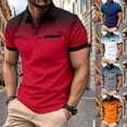thumbnail image 3 of WTXUE Polos Short Sleeve, Lapel Golf Shirts for Men Spring Summer Casual Buttons Lapel T Shirt Tops Solid | Workwear for Men Red XL, 3 of 6