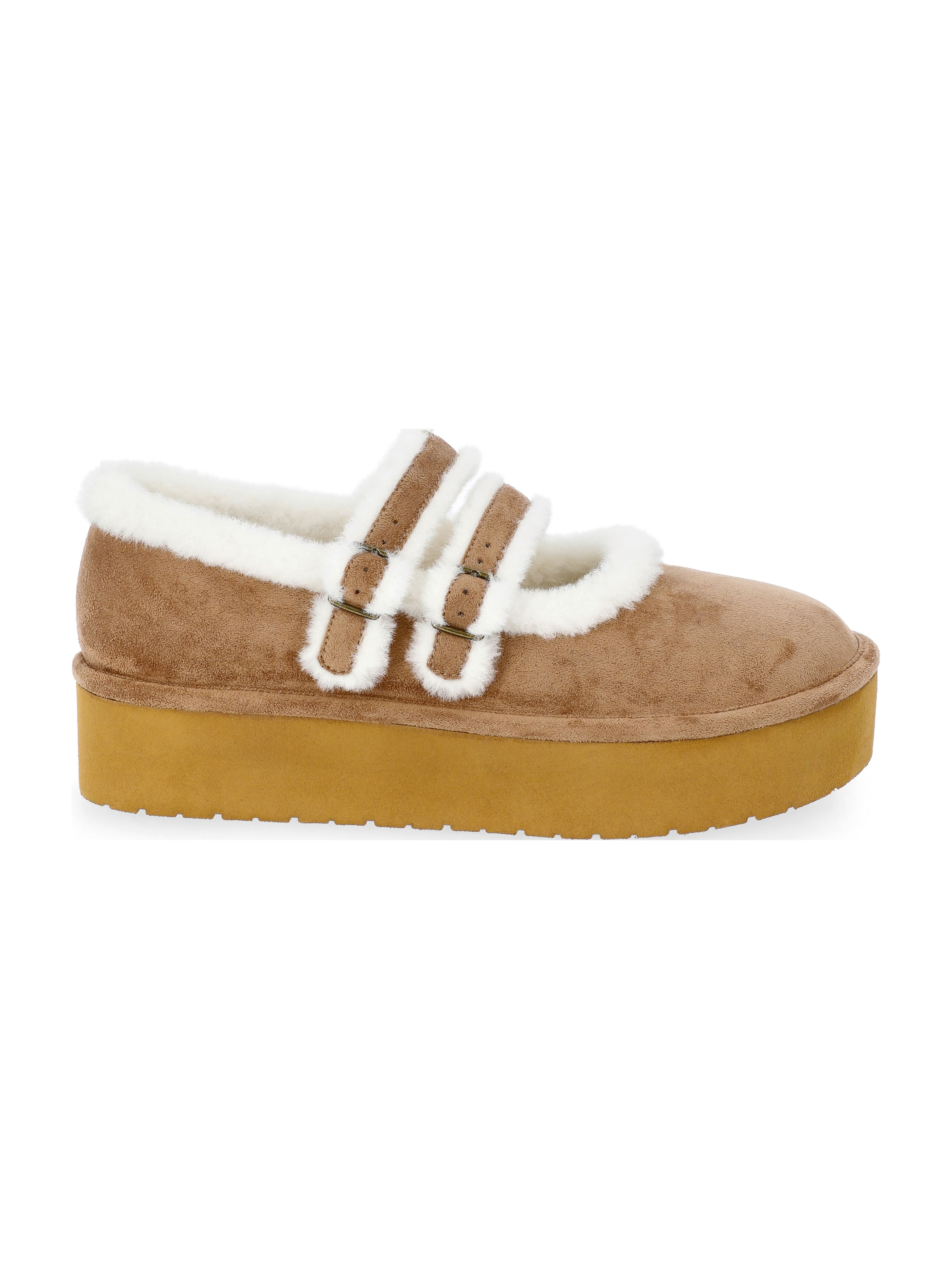 Madden NYC Women's Cozy Platform Mary Janes with Faux Fur Lining