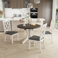 thumbnail image 3 of 5-Piece Round Dining Table Set with Upholstered Chairs Grey, 3 of 5