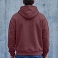 thumbnail image 4 of Full Zip Fleece Hoodie for Men Oversized Long Sleeve Pocket Loose Fit Streetwear Athletic Zip Up Sweatshirt Wine 2XL, 4 of 7