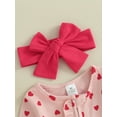 thumbnail image 6 of Musuos Infant Girl Valentine's Day Jumpsuit with Bow Headband 3 6 12 18M Long Sleeve Ruffled Heart Print Zip Up Romper, 6 of 10