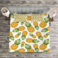 thumbnail image 3 of Ambesonne Yellow and White Quilted Bedspread Set 3 Pcs, Ripe Pineapple, Queen Size, Earth Yellow Green White, 3 of 3