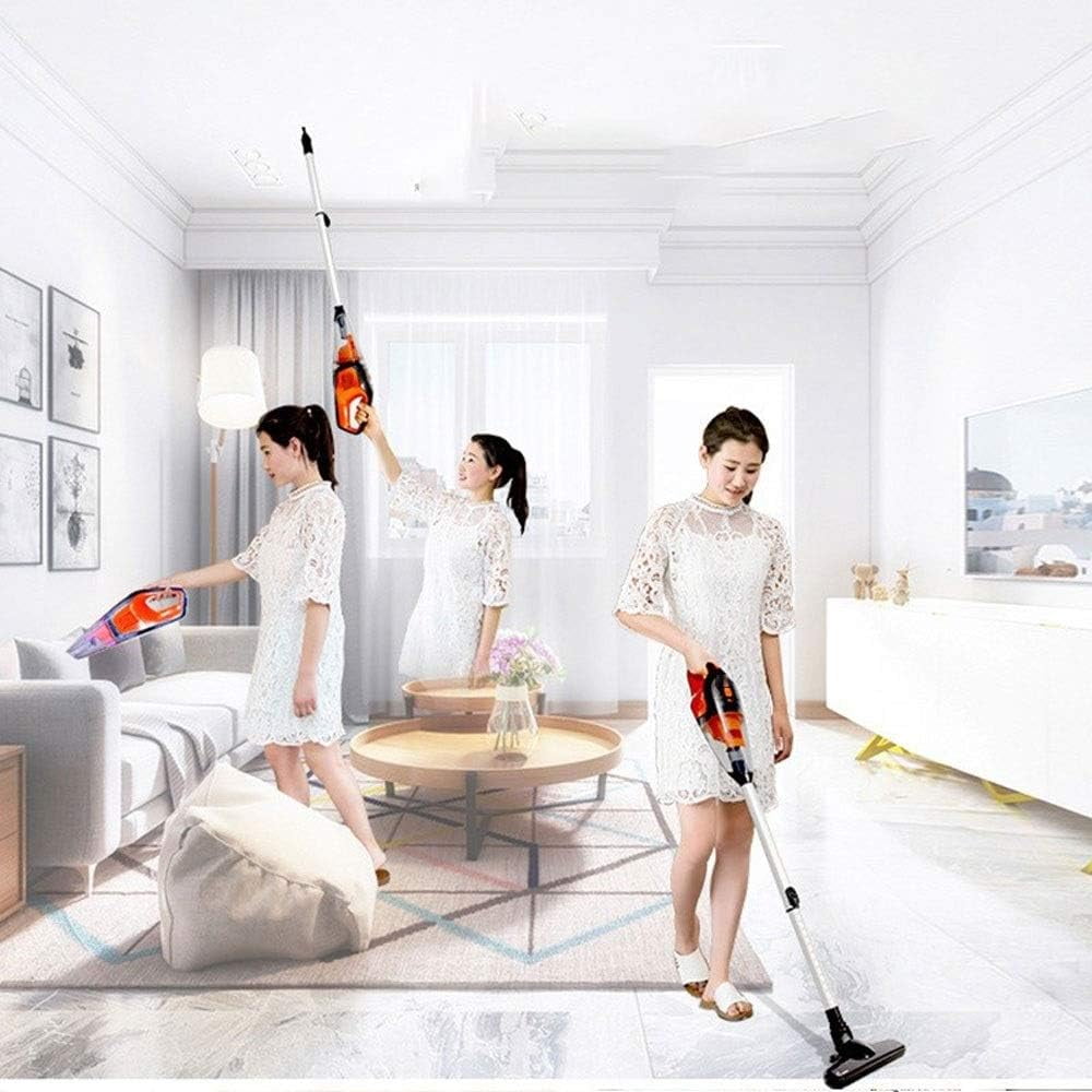 Hard Floor Vacuum Cordless Vacuum Cleaner, Powerful Suction Stick and Handheld Light Weight Bagless Large-Capacity Dust Cup Vacuum Ideal for Hard Floor Carpet Pet Hair for Home (Color : Red)