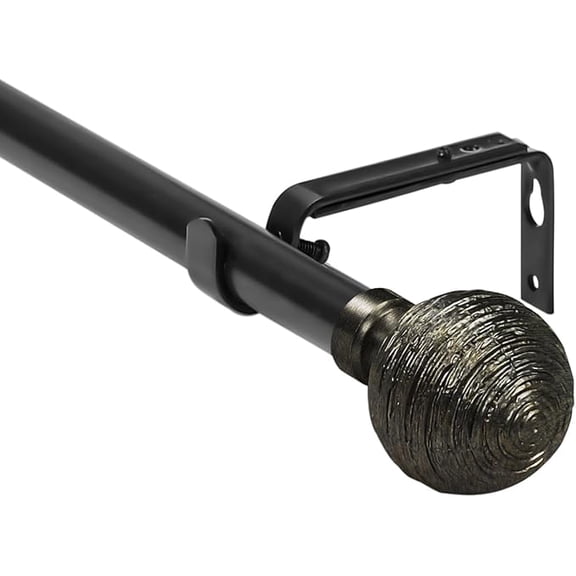 Urbanest Adjustable Single Curtain Rod Set Burnt Gold Favo Finials – 1 - Inch Diameter, With Black Rod, 84–120 Inches