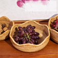 thumbnail image 1 of 1PC Fruit Basket Round Rattan Woven Storage Basket Fruit Bread Food Kitchen Home Decor Organizer Yellow, 1 of 2