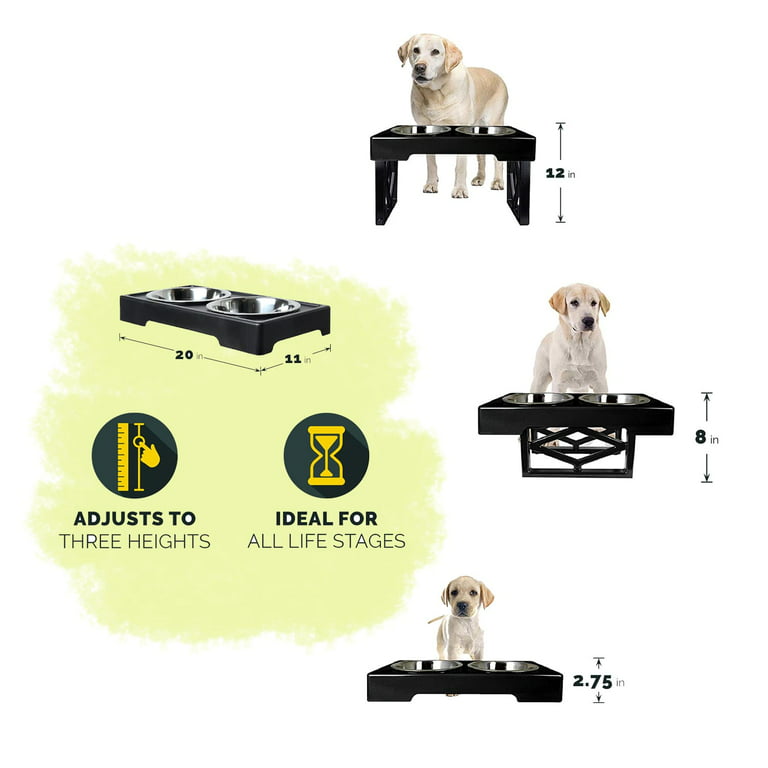 Dropship Elevated Dog Bowls For Medium Large Sized Dogs, Adjustable Heights Raised  Dog Feeder Bowl With Stand For Food & Water to Sell Online at a Lower Price