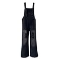 thumbnail image 5 of ClodeEU Women's Denim Bib Overall Jumpsuit ,Spaghetti Strap Romper with Pockets for Summer Black,Womens Plus M, 5 of 7