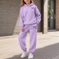 thumbnail image 2 of zuwimk Baby Girl Fall Winter Outfit Infant Letter Print Long Sleeve Sweatshirt and Jogger Pants Girl Clothes(Purple,9-10 Years), 2 of 6