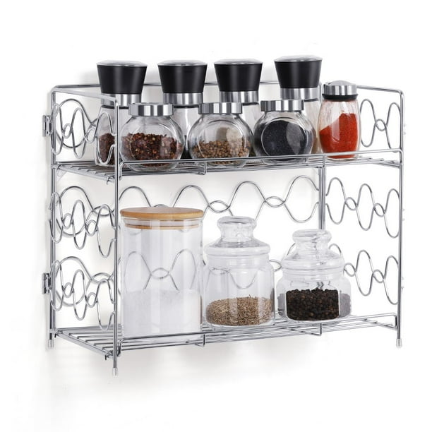 NEX 2-Tier Spice Rack Countertop Shelf for Kitchen Spice Jars Storage ...