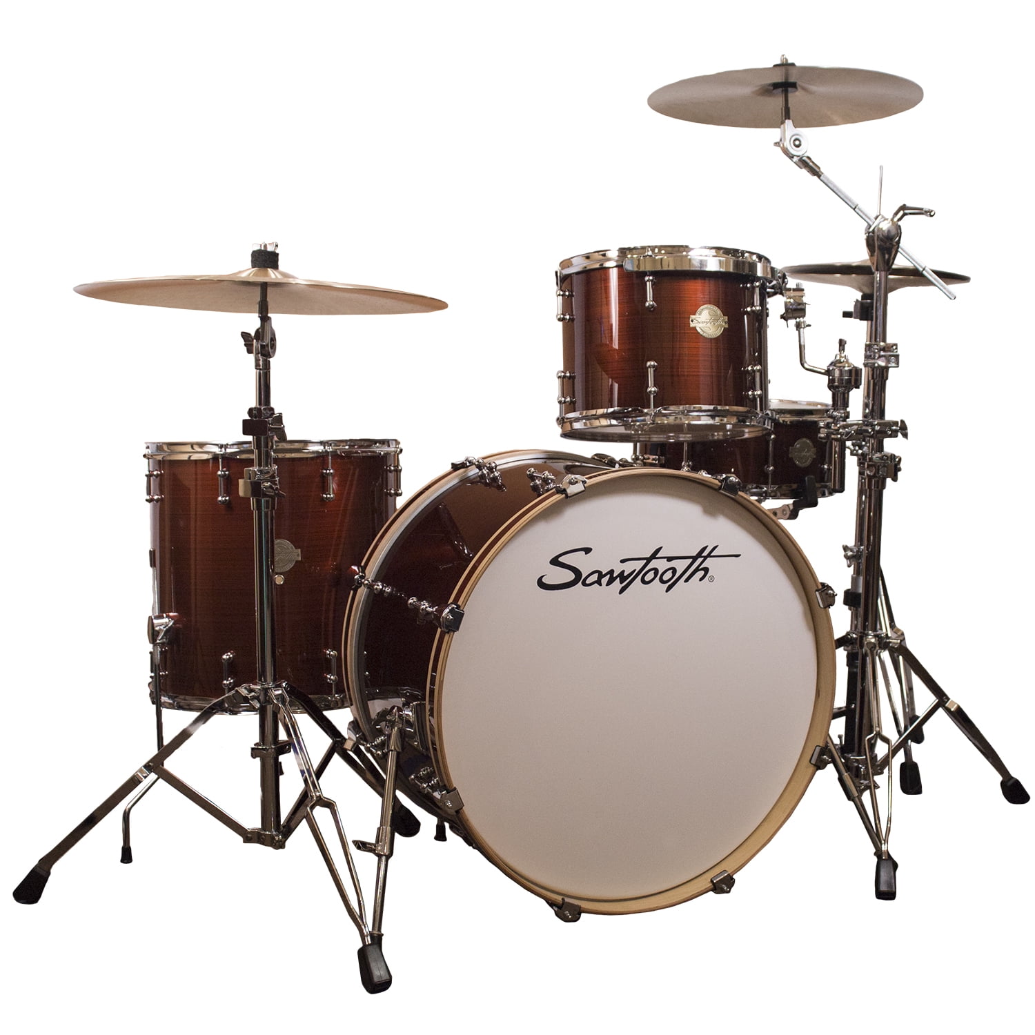Sawtooth Command Series 4-Piece Drum Set Shell Pack with 24" Bass Drum, Red Streak