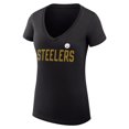 thumbnail image 2 of Women's G-III 4Her by Carl Banks Black Pittsburgh Steelers Dot Print V-Neck Fitted T-Shirt, 2 of 3