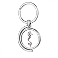 thumbnail image 1 of Hippocampus Marine Life Black Illustration Rotating Keychain Metal Keyring Holder, 1 of 2