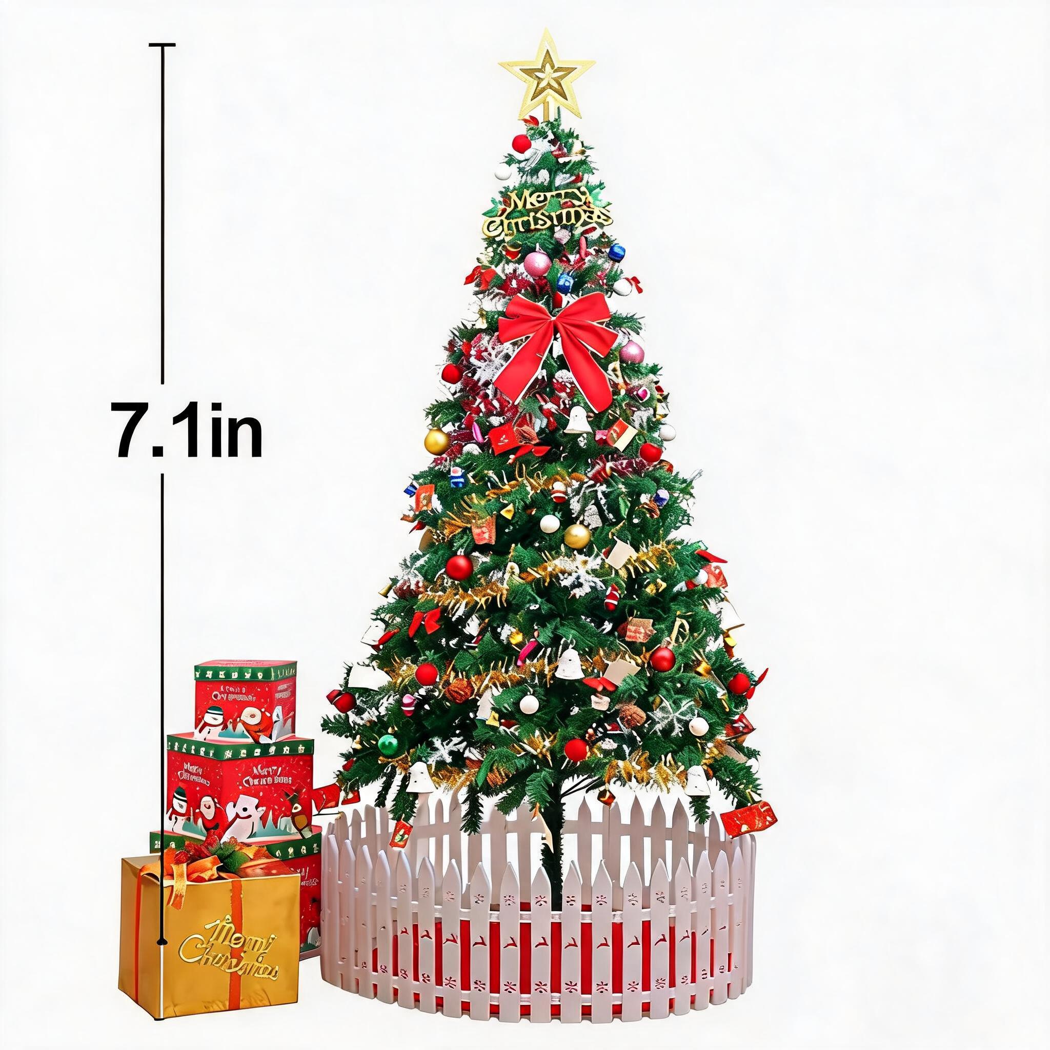 6ft Artificial Christmas Tree With Led Energy-Saving Lights, Including 195 Pendant Tree Skirts And Guardrails